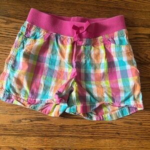 Girls summer plaid shorts in bright colors with bow in front Size 6 jumping bean
